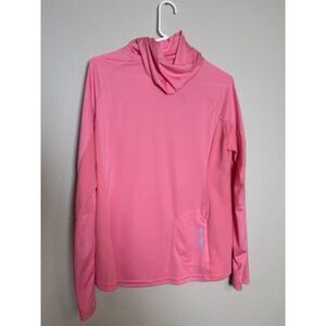 womens Baleaf pink running shirt long sleeve size L SPF+ hood